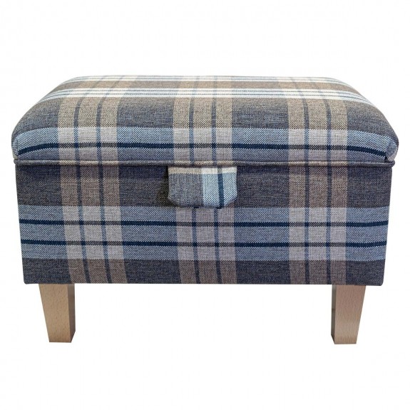 Storage Footstool, Ottoman, Pouffe in a Kintyre Chambray Tartan Fabric