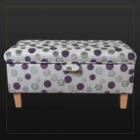 Storage Footstool in Eleganza Spot Grey And Damson Fabric | Beaumont