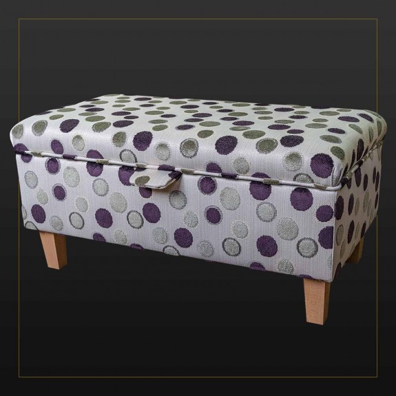 Storage Footstool in Eleganza Spot Grey And Damson Fabric | Beaumont