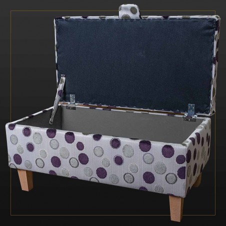 Storage Footstool in Eleganza Spot Grey And Damson Fabric | Beaumont