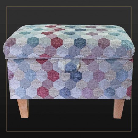 Storage Footstool in Extravaganza Honeycomb Rose Fabric | Beaumont
