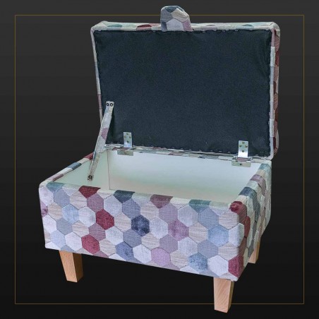 Storage Footstool in Extravaganza Honeycomb Rose Fabric | Beaumont