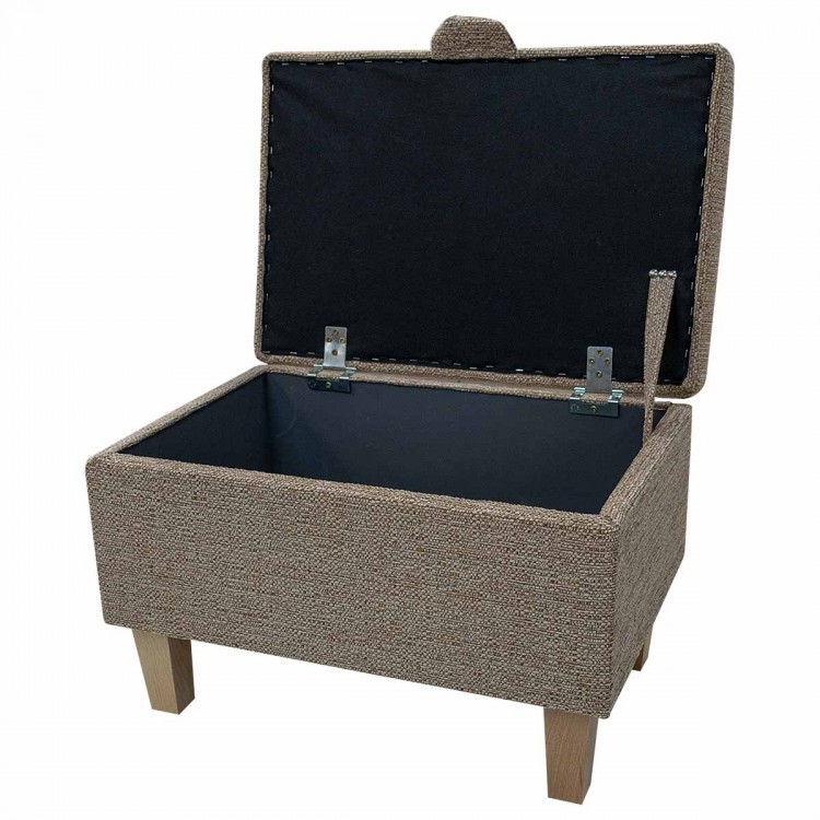 Storage Ottoman in Caledonian Textured Plains Nutmeg Fabric | Beaumont