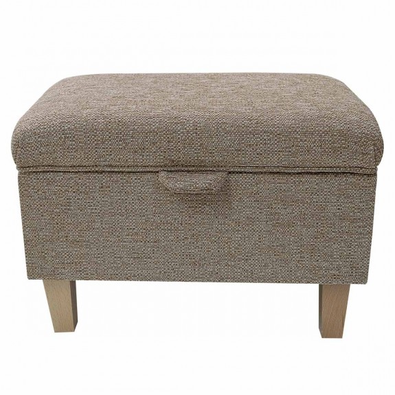 Storage Footstool, Ottoman, Pouffe in a Caledonian Textured Plains Nutmeg Fabric