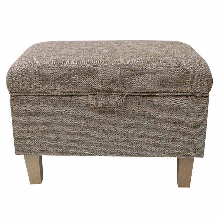 Storage Ottoman in Caledonian Textured Plains Nutmeg Fabric | Beaumont