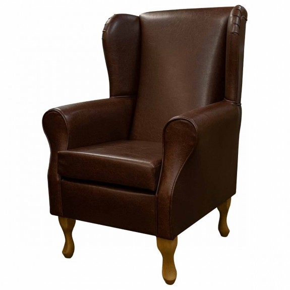 Standard Wingback Fireside Westoe Chair in a Denver Chestnut Faux Leather