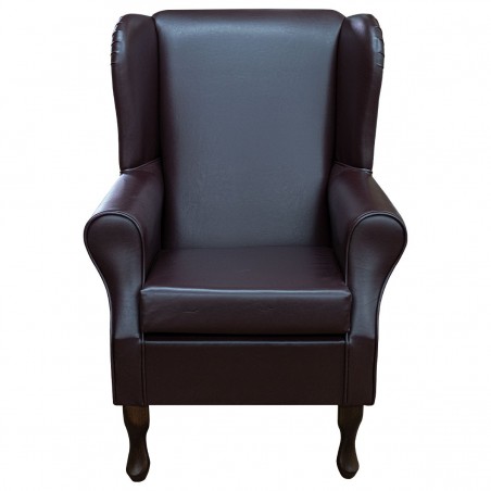faux brown leather fireside chair