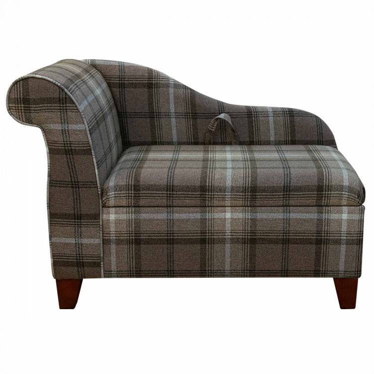 Storage Chaise Longue in Sophie Check Chocolate Fabric | Beaumont