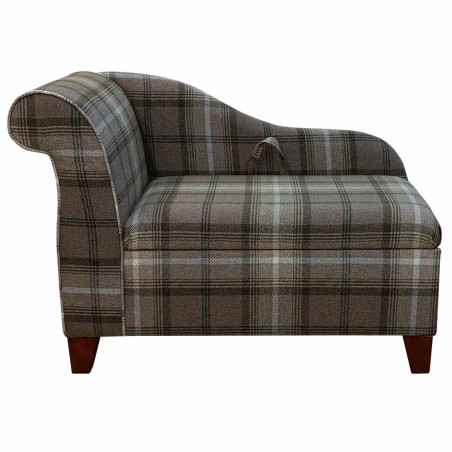 Storage Chaise Longue in Sophie Check Chocolate Fabric | Beaumont