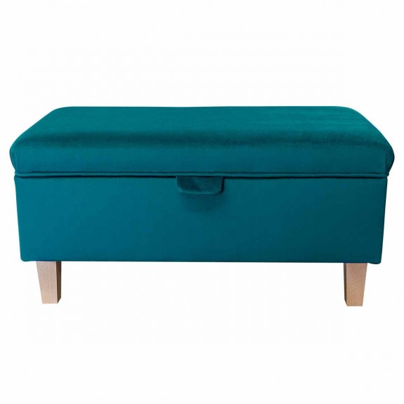 Storage Footstool, Ottoman, Pouffe in a Monaco Teal Supersoft Velvet Fabric