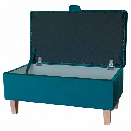 Storage Ottoman in Monaco Teal Supersoft Velvet Fabric | Beaumont