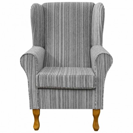 Wingback Chair in a Maida Vale Stripe Grey Fabric SR14645 | Beaumont