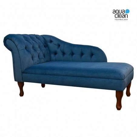 Buttoned Chaise Longue in AquaVelvet Ocean Velvet SR19242 | Beaumont