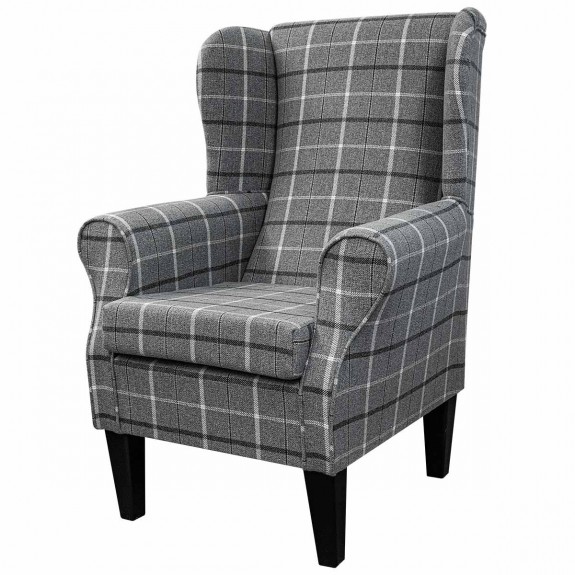 Standard Wingback Fireside Westoe Chair in a Sophie Tartan Zinc Fabric