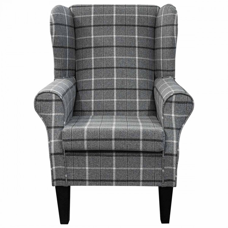 Standard Wingback Chair in a Sophie Tartan Zinc Fabric | Beaumont