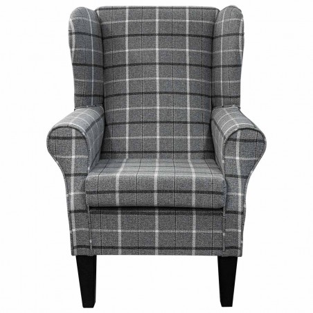 Standard Wingback Chair in a Sophie Tartan Zinc Fabric | Beaumont
