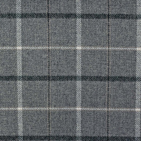 Standard Wingback Fireside Westoe Chair and Matching Footstool in Sophie Tartan Zinc Fabric