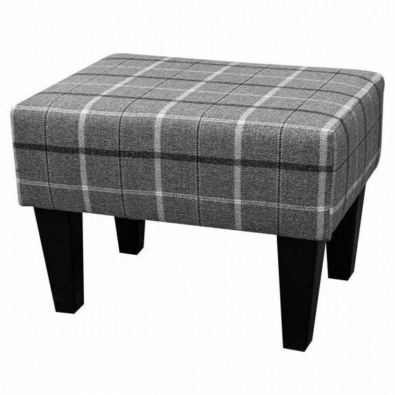 Small Tartan Grey Footstool