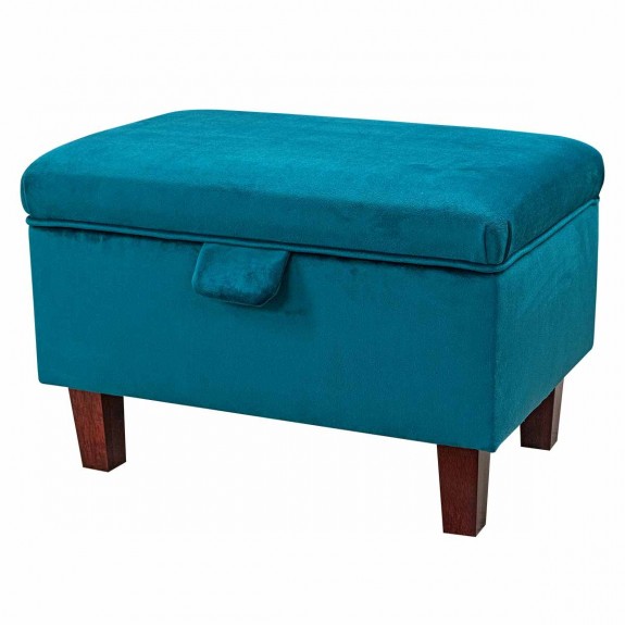 Storage Ottoman in a Monaco Teal Supersoft Velvet Fabric | Beaumont