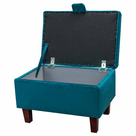 Storage Ottoman in a Monaco Teal Supersoft Velvet Fabric | Beaumont
