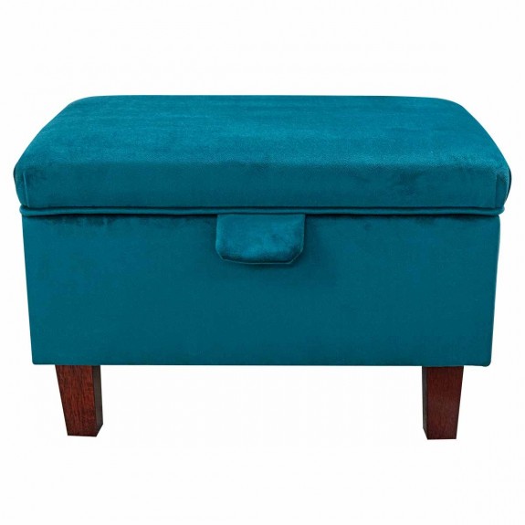 Storage Footstool, Ottoman, Pouffe in a Monaco Teal Supersoft Velvet Fabric