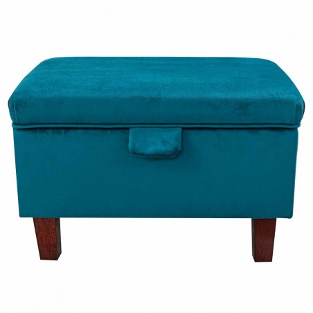 Storage Ottoman in a Monaco Teal Supersoft Velvet Fabric | Beaumont