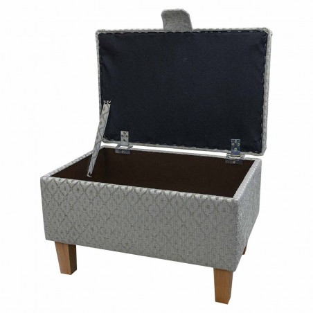 Storage Ottoman in Woburn Trellis Green SR17083 Fabric | Beaumont