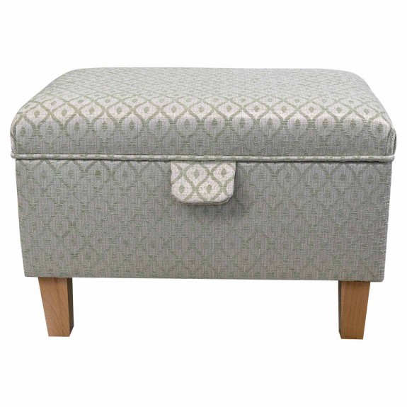 Storage Footstool, Ottoman, Pouffe in a Woburn Trellis Green Fabric
