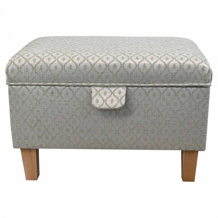 Storage Ottoman in Woburn Trellis Green SR17083 Fabric | Beaumont