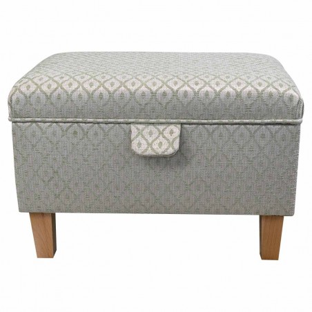 Storage Ottoman in Woburn Trellis Green SR17083 Fabric | Beaumont