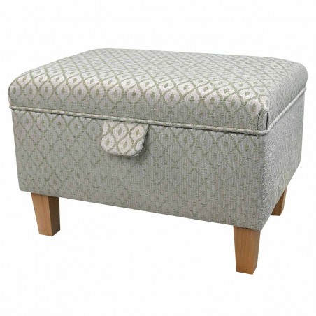 Storage Ottoman in Woburn Trellis Green SR17083 Fabric | Beaumont
