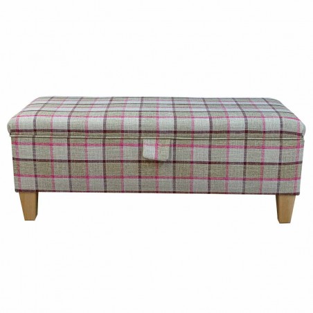Handmade Storage Bench in Beaumont Check Camel Fabric | Beaumont
