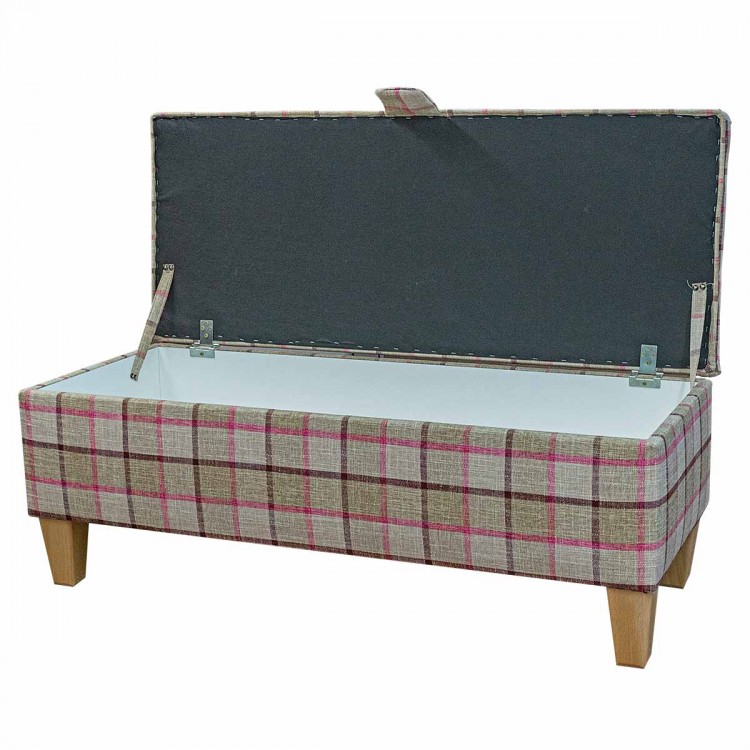 Handmade Storage Bench in Beaumont Check Camel Fabric | Beaumont