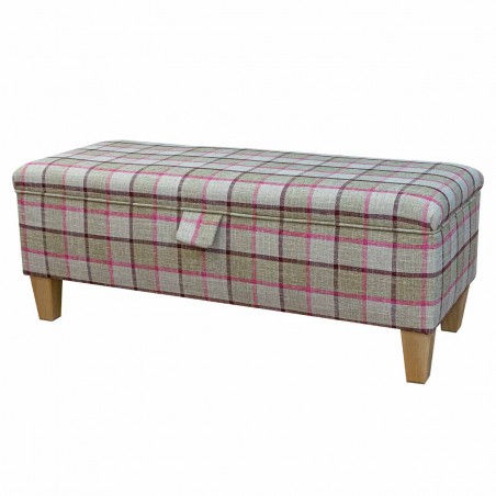 Handmade Storage Bench in Beaumont Check Camel Fabric | Beaumont