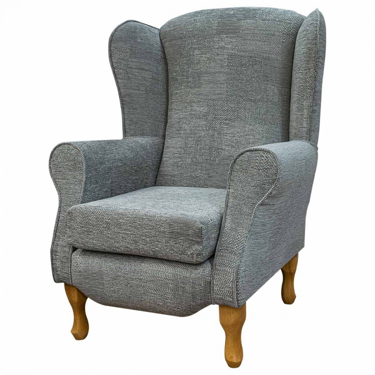 Duchess Armchair in Maida Vale Plain Check Grey Fabric | Beaumont