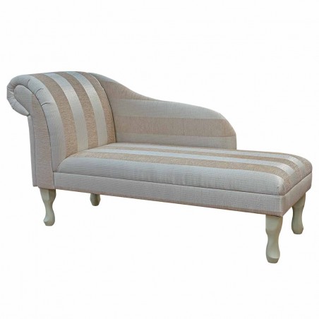 Medium Chaise Longue in Woburn Beige Stripe Fabric SR17062 | Beaumont