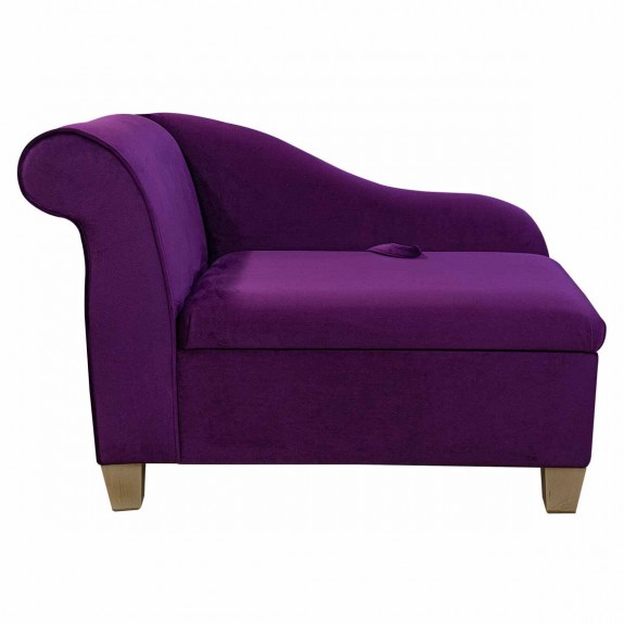 41" Storage Chaise Longue in a Monaco Amethyst Supersoft Velvet Fabric