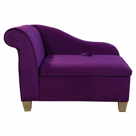 Storage Chaise Longue in a Monaco Amethyst Supersoft Velvet Fabric | Beaumont