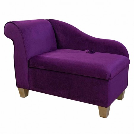 Storage Chaise Longue in a Monaco Amethyst Supersoft Velvet Fabric | Beaumont