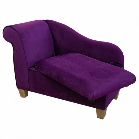 Storage Chaise Longue in a Monaco Amethyst Supersoft Velvet Fabric | Beaumont