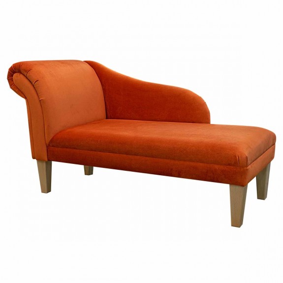 Medium Chaise Longue in a Monaco Pumpkin Orange Fabric | Beaumont