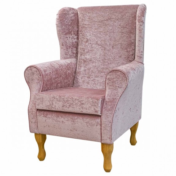 Standard Wingback Fireside Westoe Chair in a Pastiche Crush Blush Pink Fabric