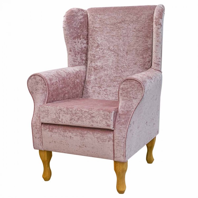 Wingback Chair in Pastiche Crush Blush Pink Fabric SR18067 | Beaumont Wingback Chair in Pastiche Crush Blush Pink Fabric SR18067 | Beaumont