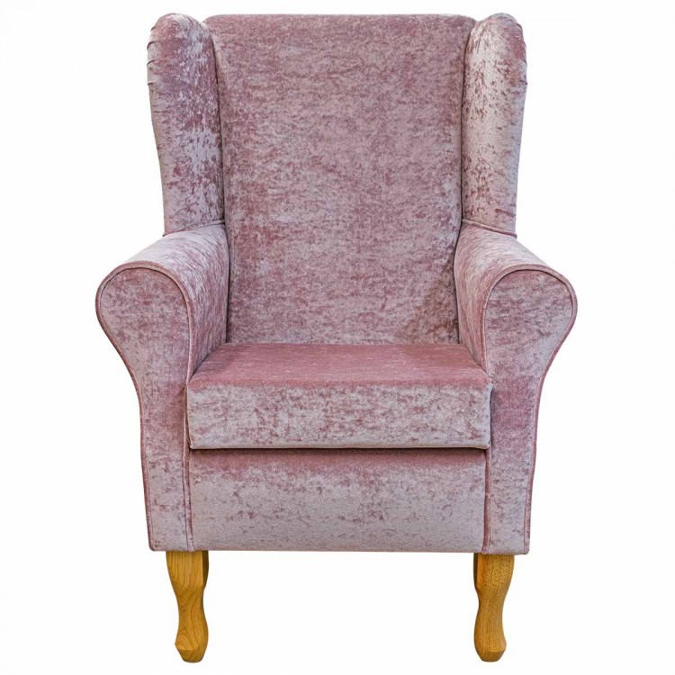 Wingback Chair in Pastiche Crush Blush Pink Fabric SR18067 | Beaumont Wingback Chair in Pastiche Crush Blush Pink Fabric SR18067 | Beaumont