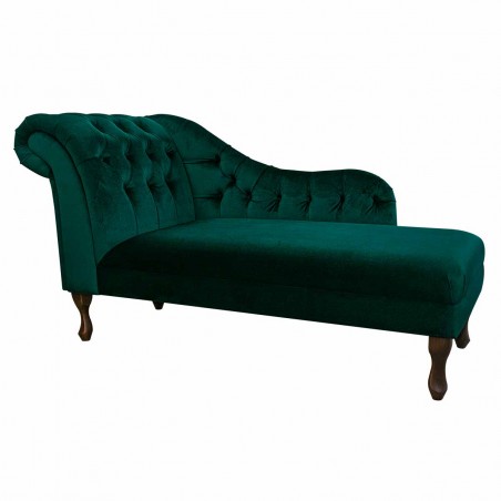 Buttoned Chaise Longue in Malta Jasper Deluxe Velvet Fabric | Beaumont
