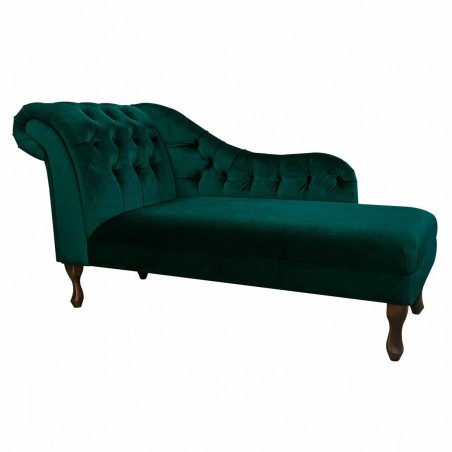 Buttoned Chaise Longue in Malta Jasper Deluxe Velvet Fabric | Beaumont