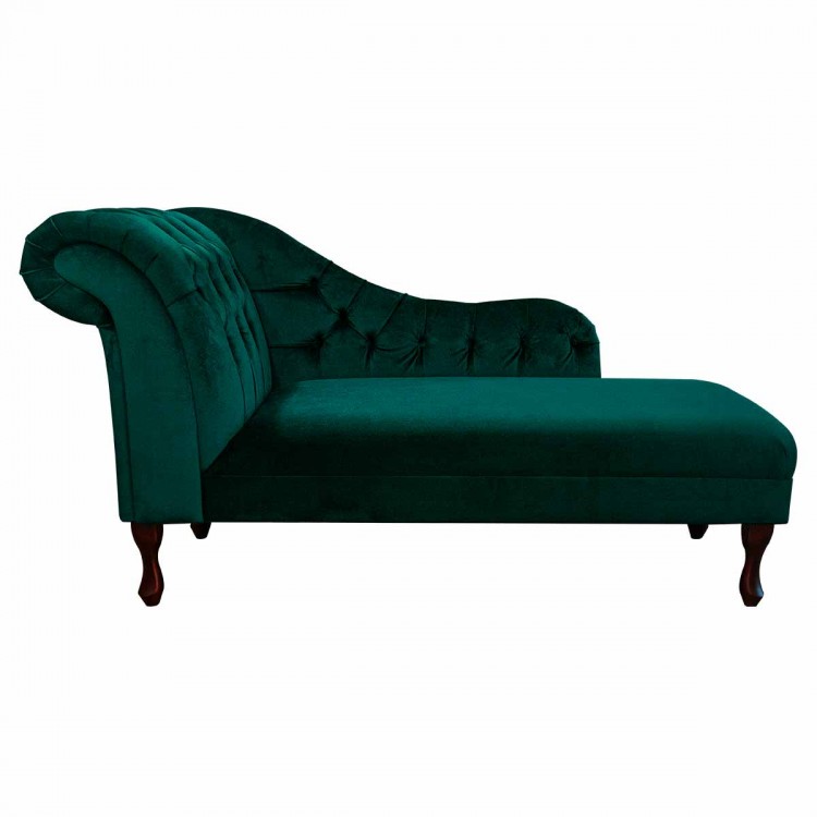 Buttoned Chaise Longue in Malta Jasper Deluxe Velvet Fabric | Beaumont