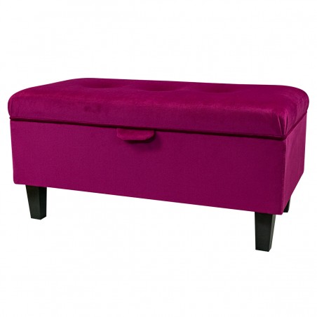 Buttoned Storage Footstool in Monaco Boysenberry Velvet Fabric | Beaumont