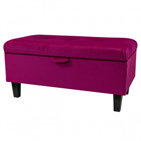 Buttoned Storage Footstool in Monaco Boysenberry Velvet Fabric | Beaumont