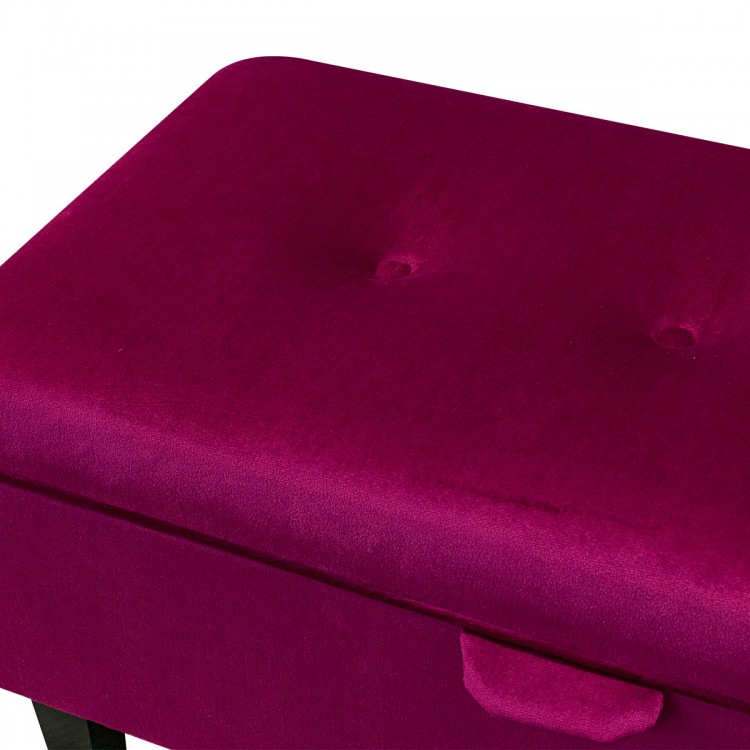 Buttoned Storage Footstool in Monaco Boysenberry Velvet Fabric | Beaumont
